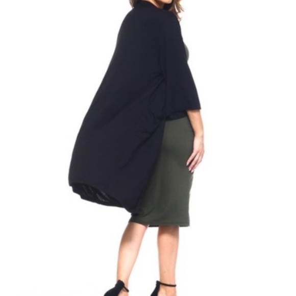 YELETE BLACK LARGE X-LONG CARDIGAN POCKETED DUSTER - Picture 2 of 9